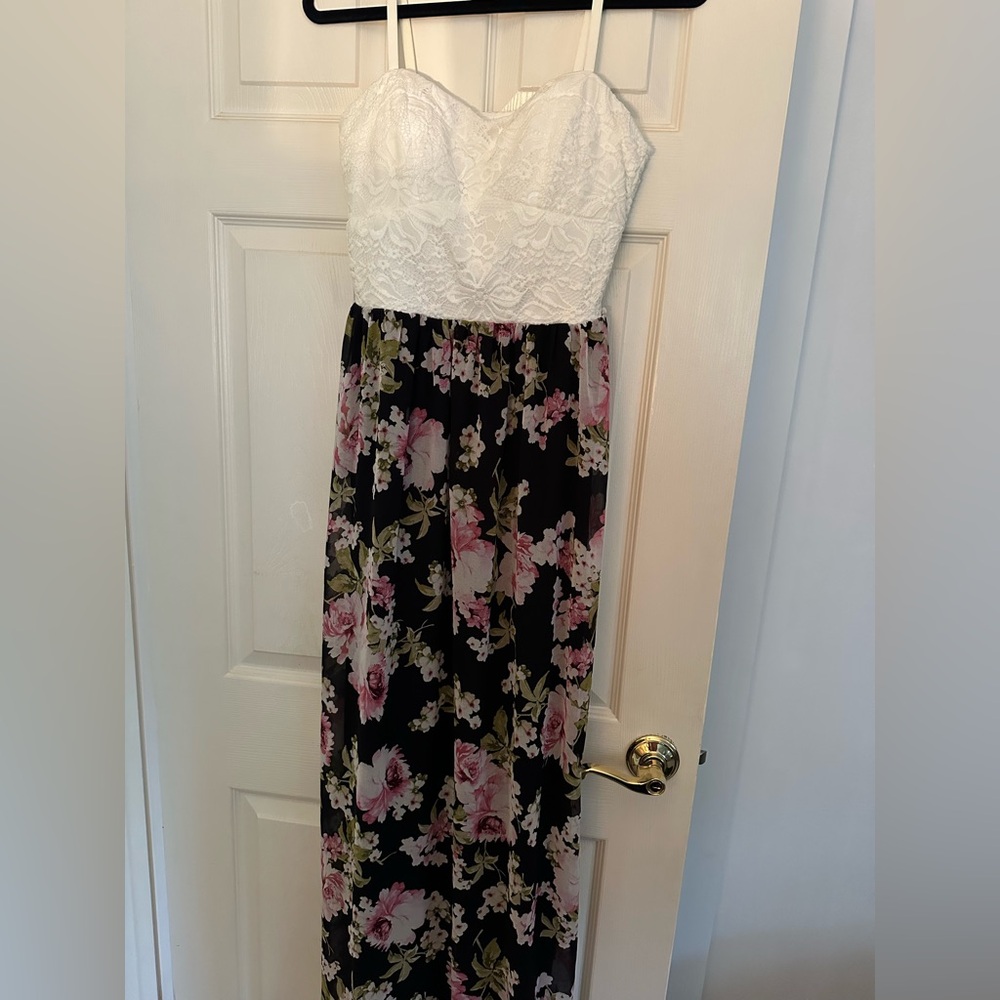 Lily Rose Black and Pink High-Low Maxi Dress